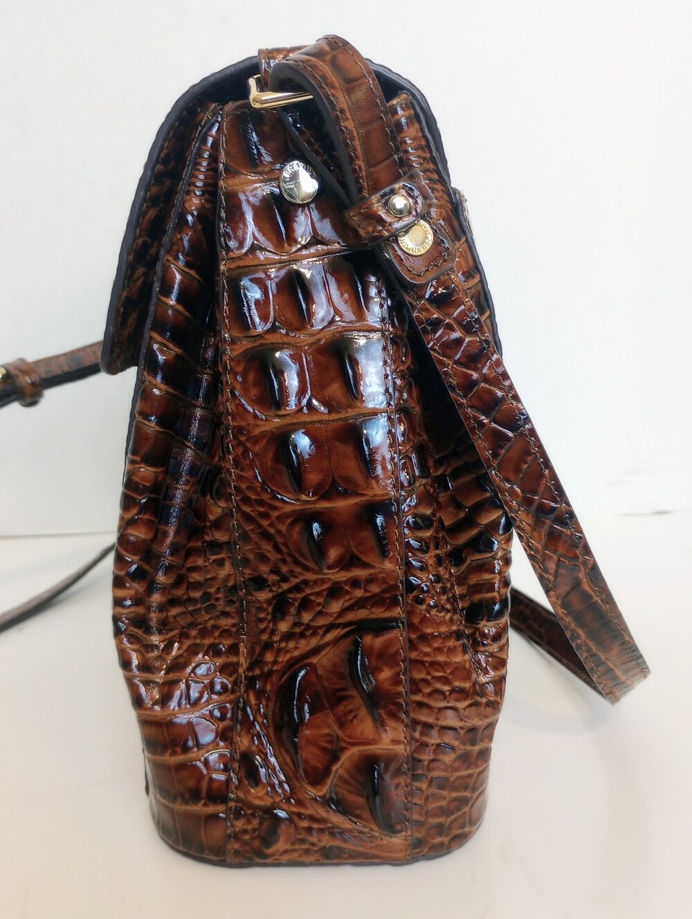 Brahmin Pecan Margo Crocodile Embossed Leather Crossbody Purse - Picture 6 of 13